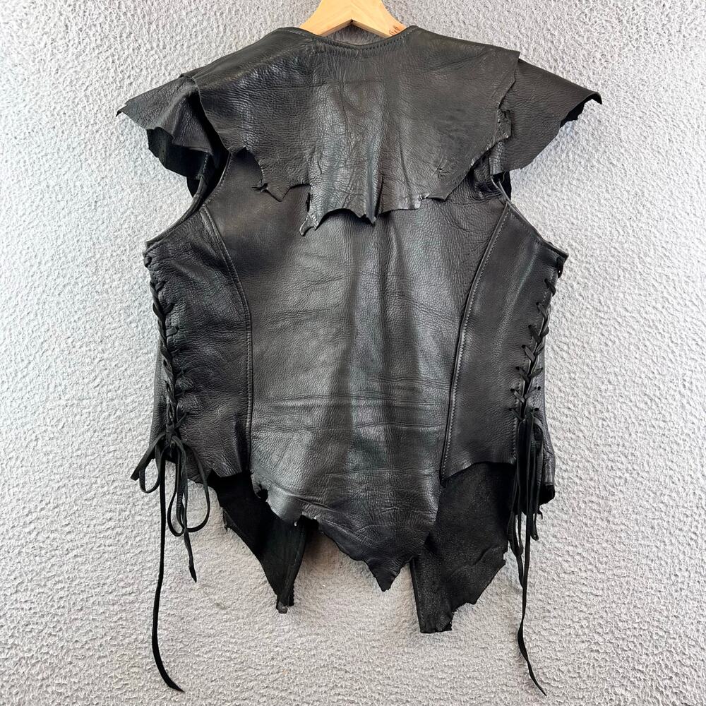Black Leather Corset Lace Up Renaissance Pirate size S - Picture 2 of 7